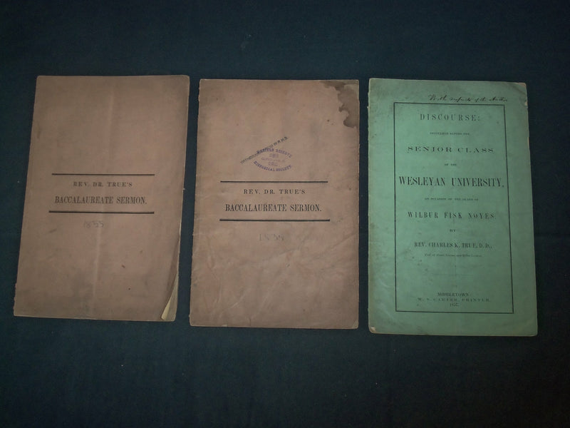 1855 & 1857 WESLEYAN UNIVERSITY SENIOR CLASS SERMONS - LOT OF 3 - J 4523