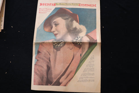 1937 OCT 17 DES MOINES SUNDAY REGISTER MAGAZINE - VIRGINIA BRUCE COVER - E 26329