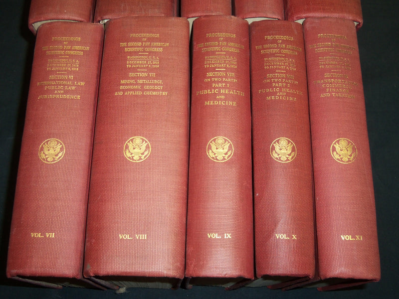 1915-1916 PAN AMERICAN SCIENTIFIC CONGRESS PROCEEDINGS VOLUME LOT OF 10 - KD 5L