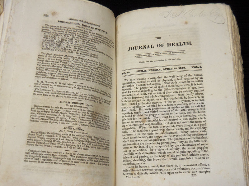 1828-1831 THE JOURNAL OF HEALTH MAGAZINE LOT OF 47 - PHILADELPHIA - O 2922E