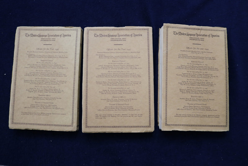 1943 PUBLICATIONS OF THE MODERN LANGUAGE ASSOC. OF AMERICA(PMLA)-LOT OF 3-O 3431