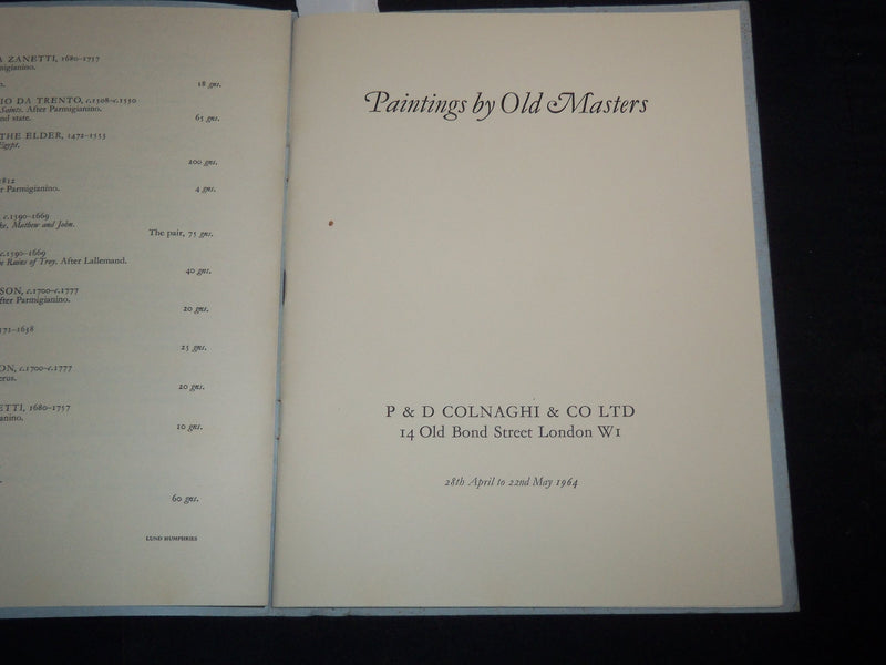 1964 PAINTINGS BY OLD MASTERS EXHIBITION CATALOGUE - P & D COLNAGHI - J 9192