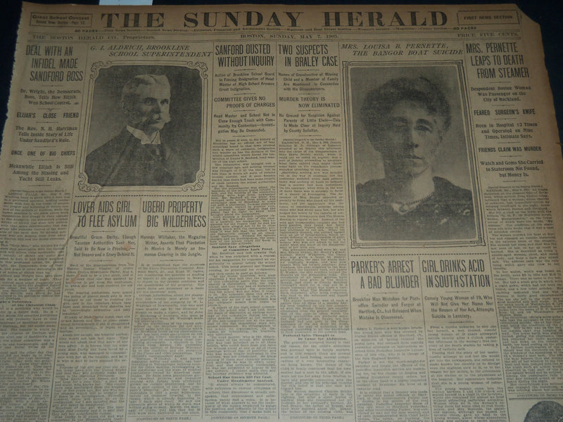 1905 MAY 7 THE BOSTON HERALD - SANFORD OUSTED WITHOUT INQUIRY - BH 156