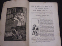 1869 OUR YOUNG FOLKS ILLUSTRATED MAGAZINE LOT OF 11 - GREAT STORIES - WR 10