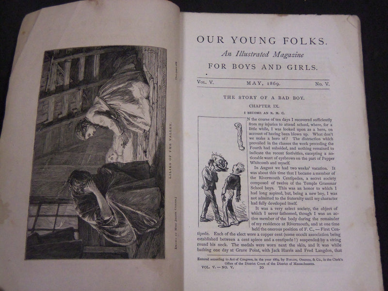 1869 OUR YOUNG FOLKS ILLUSTRATED MAGAZINE LOT OF 11 - GREAT STORIES - WR 10
