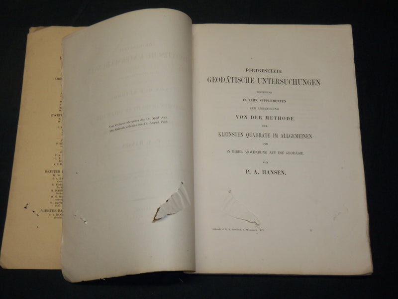 1868 FORTGESETZTE GEODATISCHE UNTERSUCHUNGEN GERMAN BOOK BY P. A HANSEN - J 5893