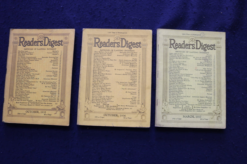 1935-1939 READER'S DIGEST MAGAZINE - LOT OF 9 - O 3444B