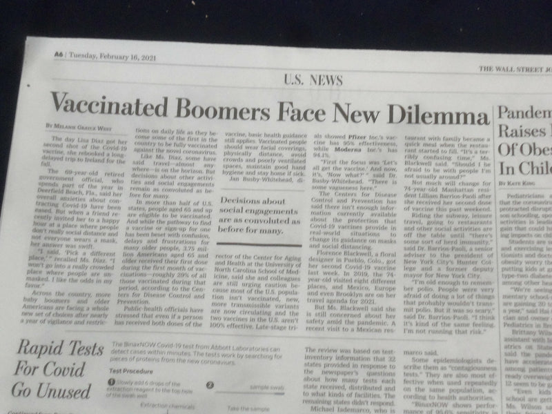 2021 FEBRUARY 16 THE WALL STREET JOURNAL - STORM HITS TEXAS POWER GRID