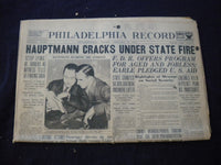 1935 JAN 18 PHILADELPHIA RECORD NEWSPAPER - HAUPTMANN CRACKS UNDER FIRE- NP 6011