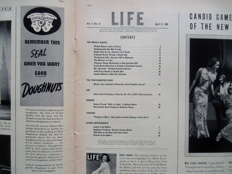 1938 APRIL 11 LIFE MAGAZINE - FASHION NOTE - L 73