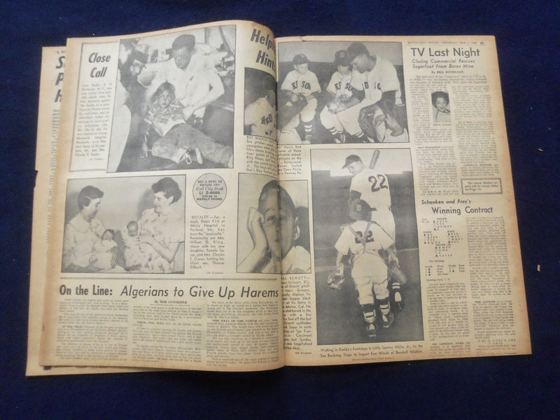 1958 JUNE 11 BOSTON RECORD AMERICAN NEWSPAPER-ADAMS GOLDFINE HOTEL GUEST NP 6274