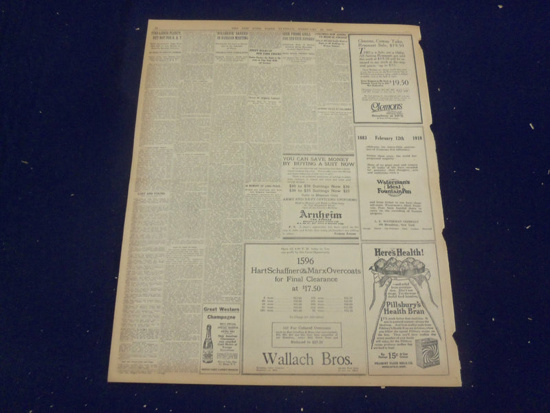 1918 FEBRUARY 12 NEW YORK TIMES- GERMAN ARMY PARTY BLOCKS PEACE, WILSON- NT 8238