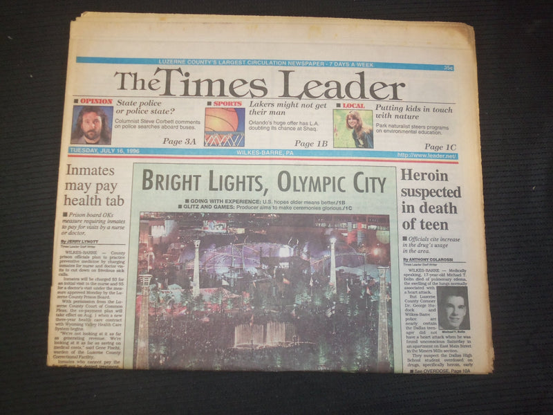 1996 JULY 16 WILKES-BARRE TIMES LEADER - BRIGHT LIGHTS, OLYMPIC CITY - NP 7615