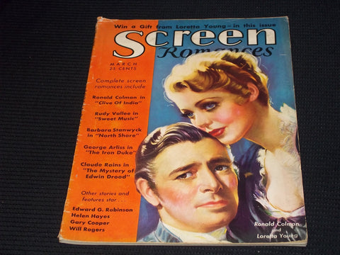 1935 MARCH SCREEN ROMANCES MAGAZINE - RONALD COLMAN & LORETTA YOUNG - E 16575