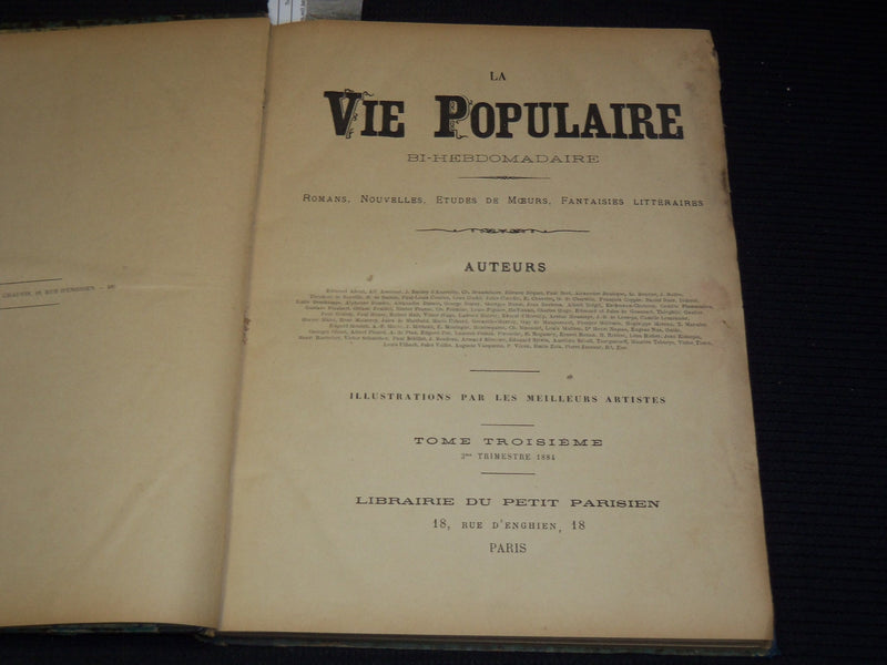 1884 JULY-SEPTEMBER LA VIE POPULAIRE FRENCH MAGAZINE BOUND VOLUME - R 89B