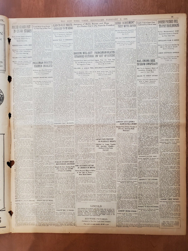 1921 FEBRUARY 9 NEW YORK TIMES - GEDDES COMING TO PRESS DISARMAMENT - NT 8118