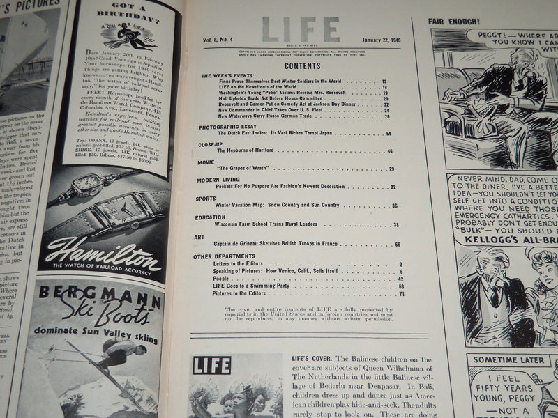 1940 JANUARY 22 LIFE MAGAZINE - DUTCH EAST INDIANS COVER - L 164