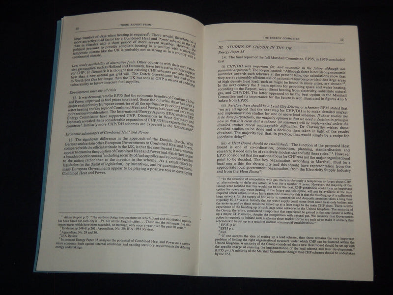1983 HOUSE OF COMMONS ENERGY COMMITTE THIRD REPORT - HEAT & POWER - J 8969