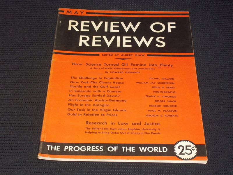 1931 MAY REVIEW OF REVIEWS MAGAZINE - OIL FAMINE SCIENCE FRONT COVER - E 6350