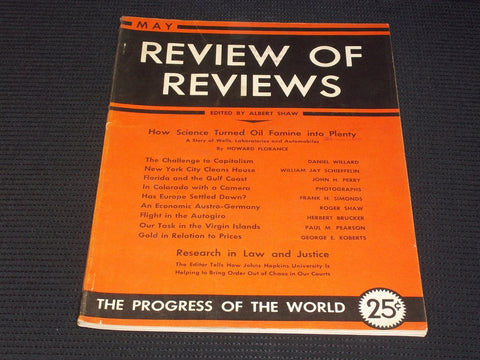 1931 MAY REVIEW OF REVIEWS MAGAZINE - OIL FAMINE SCIENCE FRONT COVER - E 6350