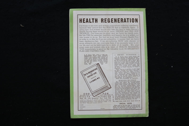 1936 NOV HEALTH CULTURE MAGAZINE - WORRY, THE EPIDEMIC OF THE DAY COVER - K 369