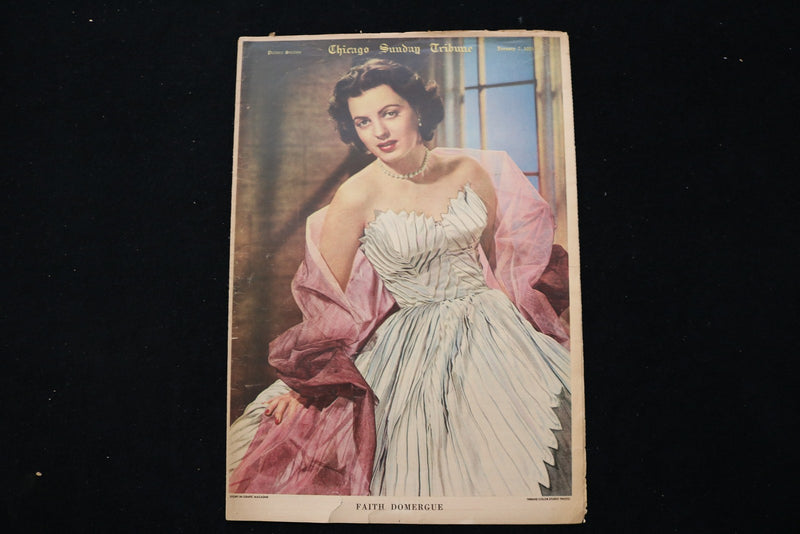 1951 JANUARY 7 CHICAGO SUNDAY TRIBUNE MAGAZINE - FAITH DOMERGUE COVER - E 26259