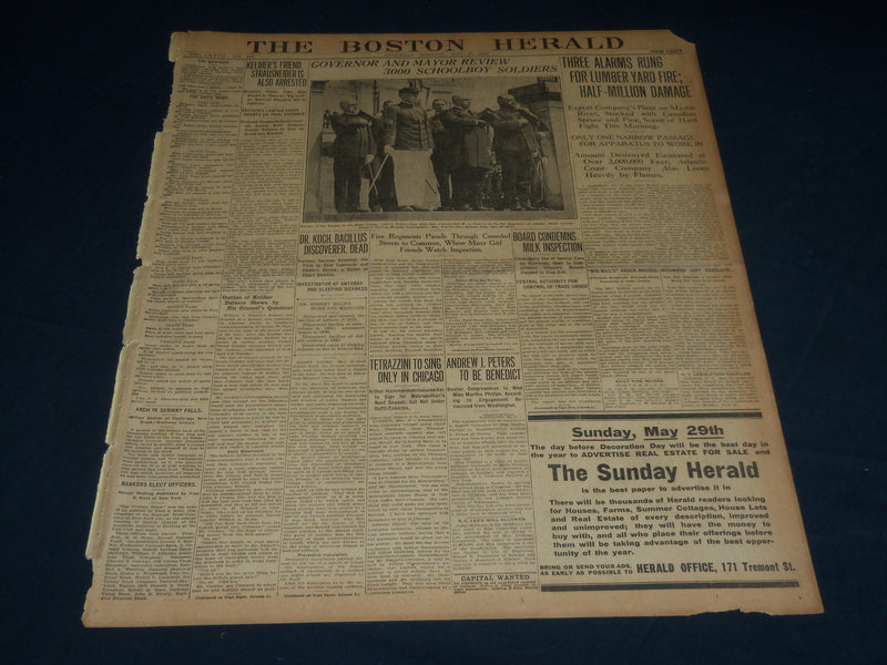 1910 MAY 28 THE BOSTON HERALD - DR. KOCHM BACILLUS DISCOVERER DEAD - BH 333