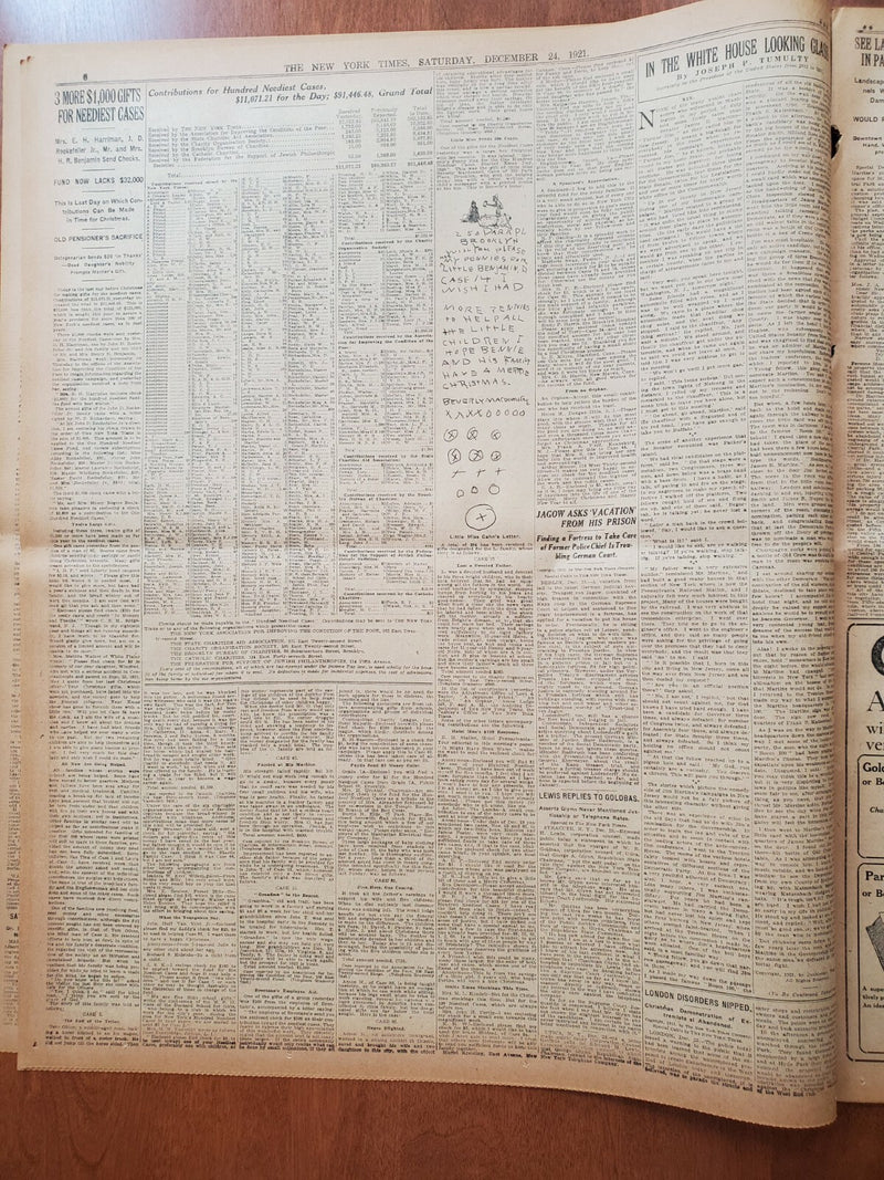 1921 DECEMBER 24 NEW YORK TIMES - HARDING FREES DEBS AND 23 OTHERS - NT 8049