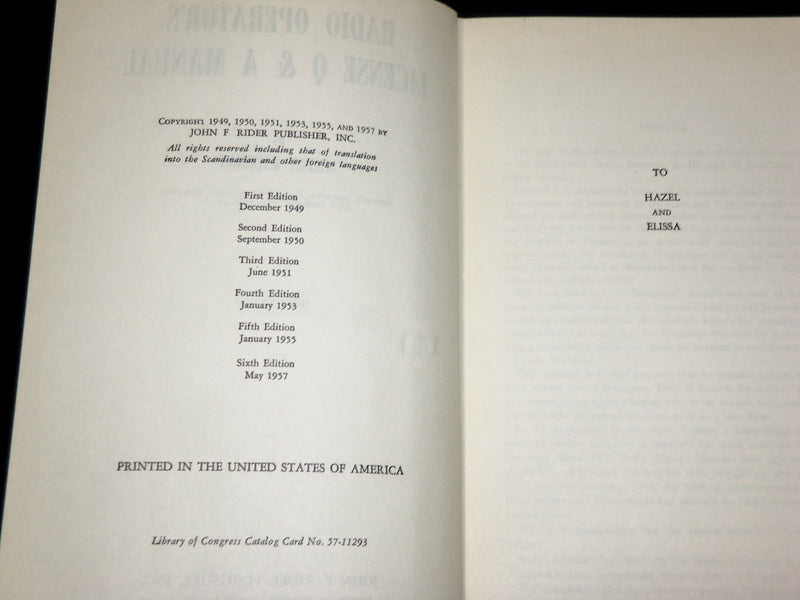 1957 RADIO OPERATOR'S LICENSE Q & A MANUAL BY MILTON KAUFMAN - KD 6369