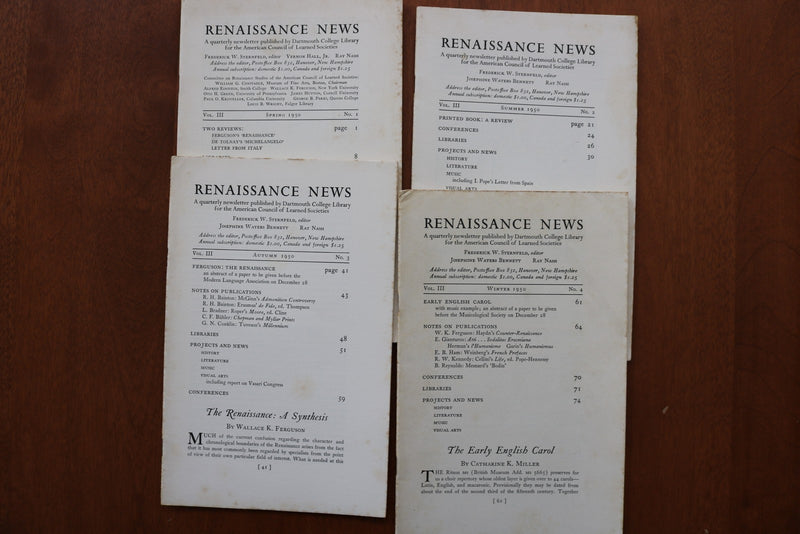 1949-1953 RENAISSANCE NEWS MAGAZINE - DARTMOUTH COLLEGE - LOT OF 18 - O 3914