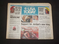 1999 FEBRUARY 8 USA TODAY NEWSPAPER - SUPPORT FOR JORDAN'S NEW KING - NP 7999