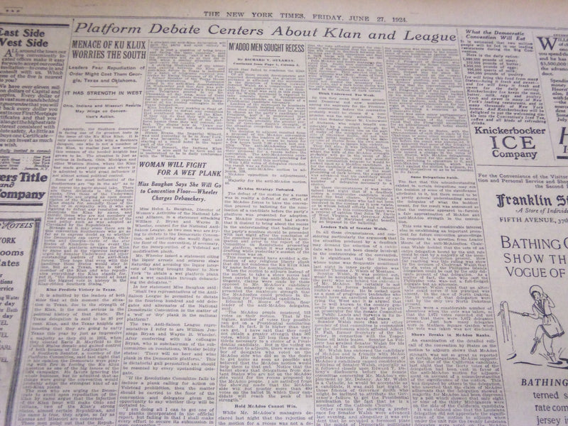 1924 JUNE 27 NEW YORK TIMES - M'ADOO FORCES LOSE 513 TO 559 - NT 5071