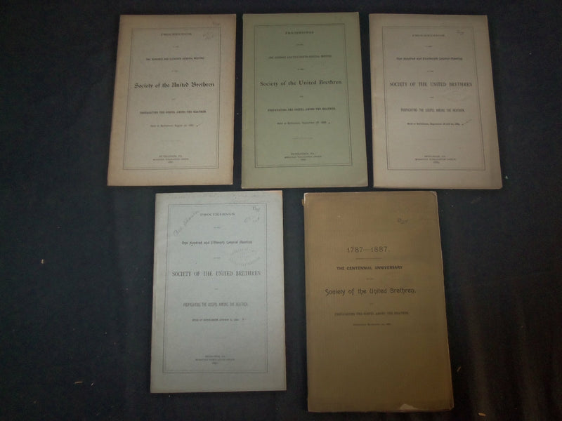 1887-1890 UNITED BRETHREN SOCIETY PROCEDINGS BOOKLET - LOT OF 5 - O 226B