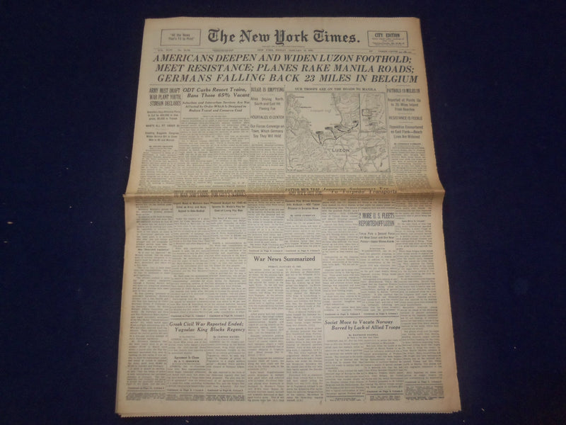 1945 JAN 12 NEW YORK TIMES - AMERICANS DEEPEN AND WIDEN LUZON FOOTHOLD - NP 6650