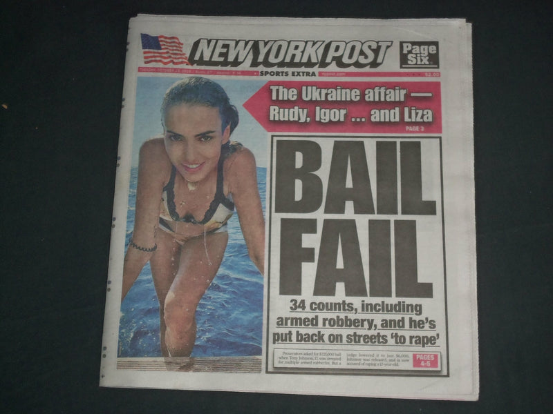 2019 OCTOBER 15 NY POST NEWSPAPER - TONY JOHNSON ACCUSED OF RAPING 12-YEAR OLD