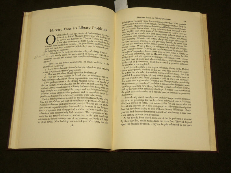 1950 THE PLACE OF THE LIBRARY IN A HARVARD UNIVERSITY - A CONFERENCE - KD 6246
