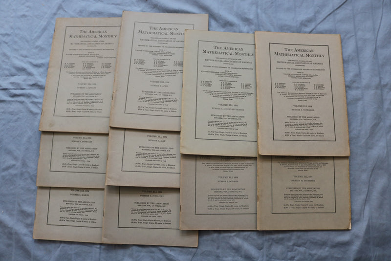 1927 & 1934 THE AMERICAN MATHEMATICAL MONTHLY MAGAZINE - LOT OF 20 - O 3881