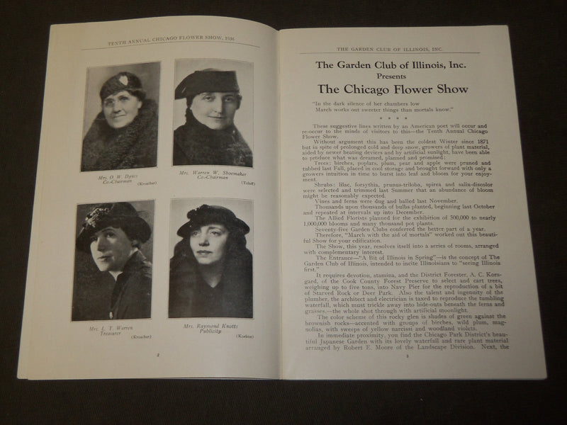 1936 CHICAGO FLOWER SHOW 10TH ANNUAL PROGRAM - GARDEN CLUB OF ILLINOIS - J 3489