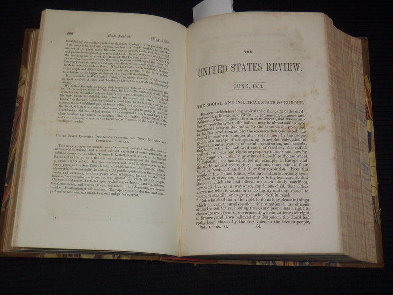 1853-1854 THE UNITED STATES REVIEW BOUND VOLUME NO. 2 - NEW YORK - KD 9524