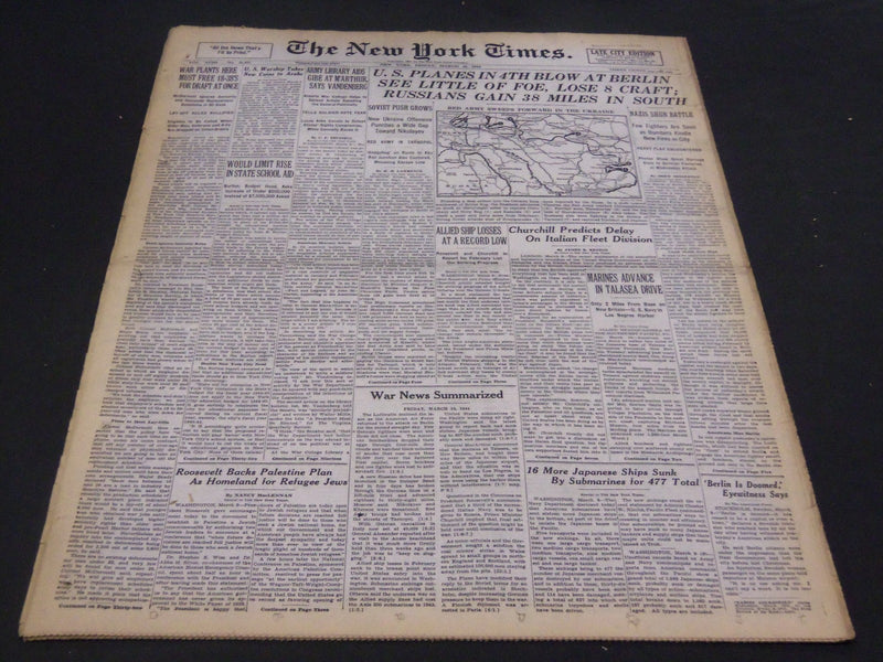 1944 MARCH 10 NEW YORK TIMES - U. S. PLANES IN 4TH BLOW AT BERLIN - NT 4342