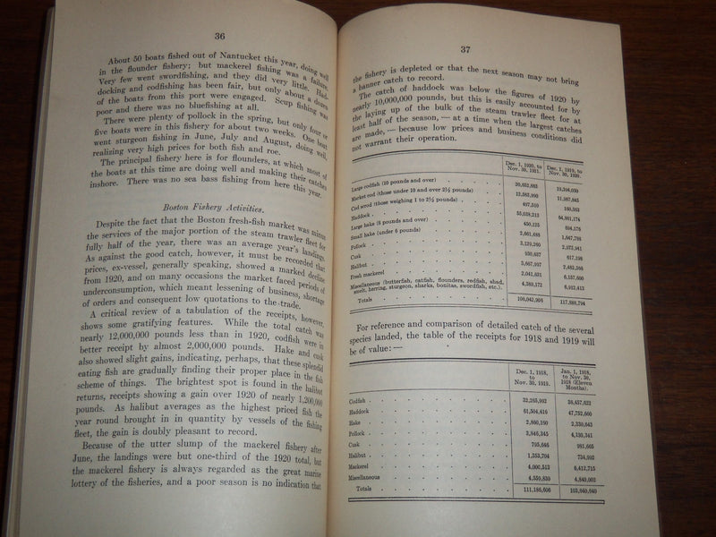 1922 THE MARINE FISHERIES OF MASSACHUSETTS REPORT - DEPT OF CONSERVATION- K 1185
