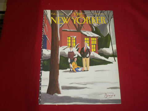 1990 FEBRUARY 5 NEW YORKER MAGAZINE FRONT COVER ONLY - GREAT ART FOR FRAMING