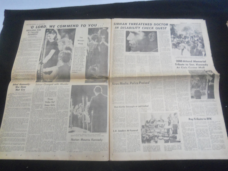 1968 JUNE 8 L. A. HERALD EXAMINER NEWSPAPER - ROBERT KENNEDY MOURNED - NP 5732