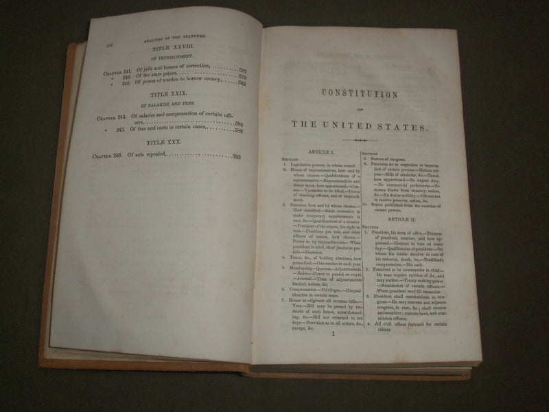1854 COMPILED STATUTES OF THE STATE OF NEW HAMPSHIRE SECOND EDITION - KD 4637