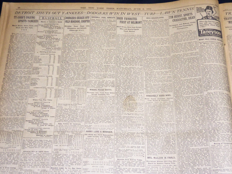 1915 JUNE 5 NEW YORK TIMES NEWSPAPER - CABINET APPROVES WILSON'S NOTE - NT 7695