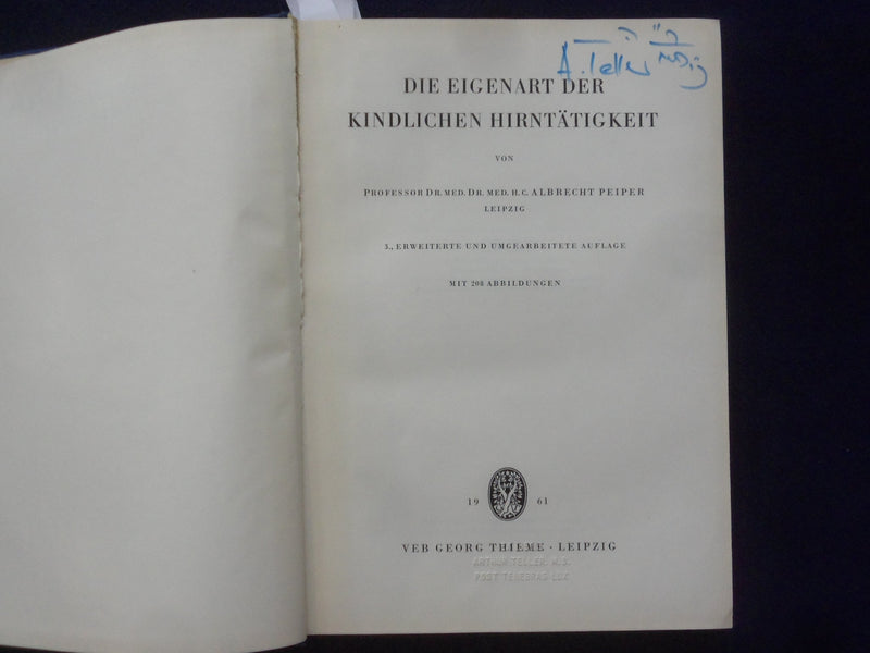 1961 DIE EIGENART DER KINDLICHEN HIRNTATIGKEIT HARDCOVER BOOK - GERMAN - KD 9005