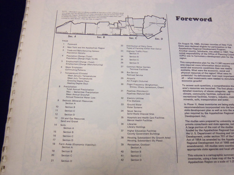 1969 APPALACHIAN REGION NEW YORK STATE ATLAS NATURAL CULTURAL RESOURCES - KD 528