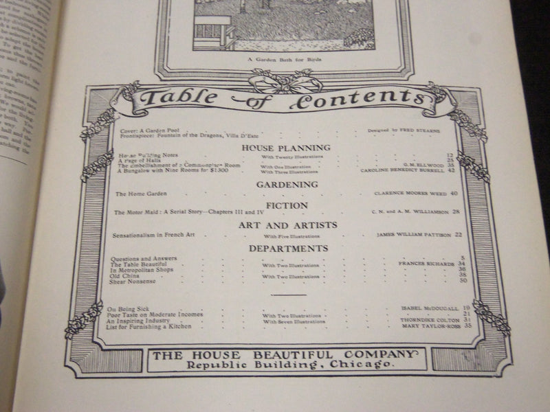 1907 OCTOBER THE HOUSE BEAUTIFUL MAGAZINE - GREAT PHOTOS & ADS - ST 388