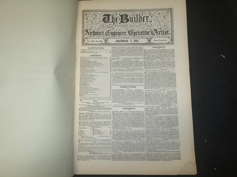 1861 DECEMBER THE BUILDER ARCHITECT MAGAZINE - 4 ISSUES -ILLUSTRATIONS - ST 416Q