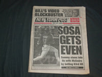 1998 SEPTEMBER 17 NEW YORK POST NEWSPAPER - SAMMY SOSA HITS HR 63 - NP 4130